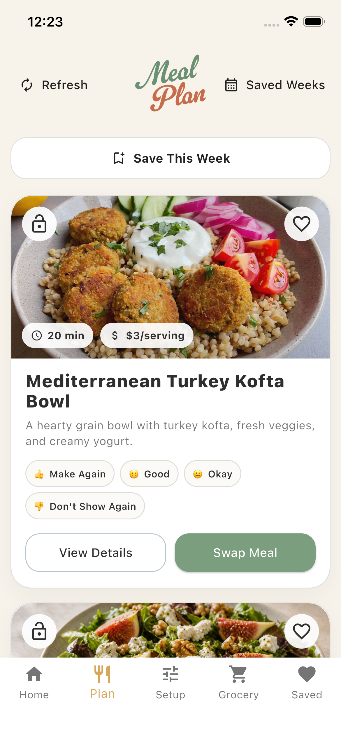 Dinner in Mind weekly meal plan with recipes